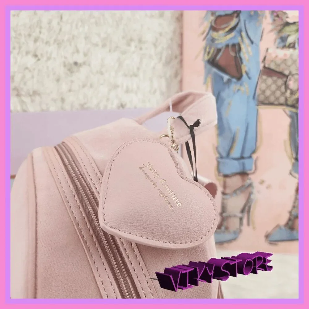 NWT 💖 {Juicy Couture} Stylish Everyday Companion: Pink Velvet Backpack with L